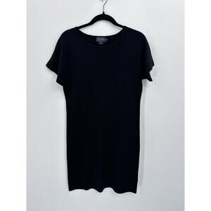 Pendleton Wool Short Sleeve Sweater Shift Dress Black Classic Minimalist XS